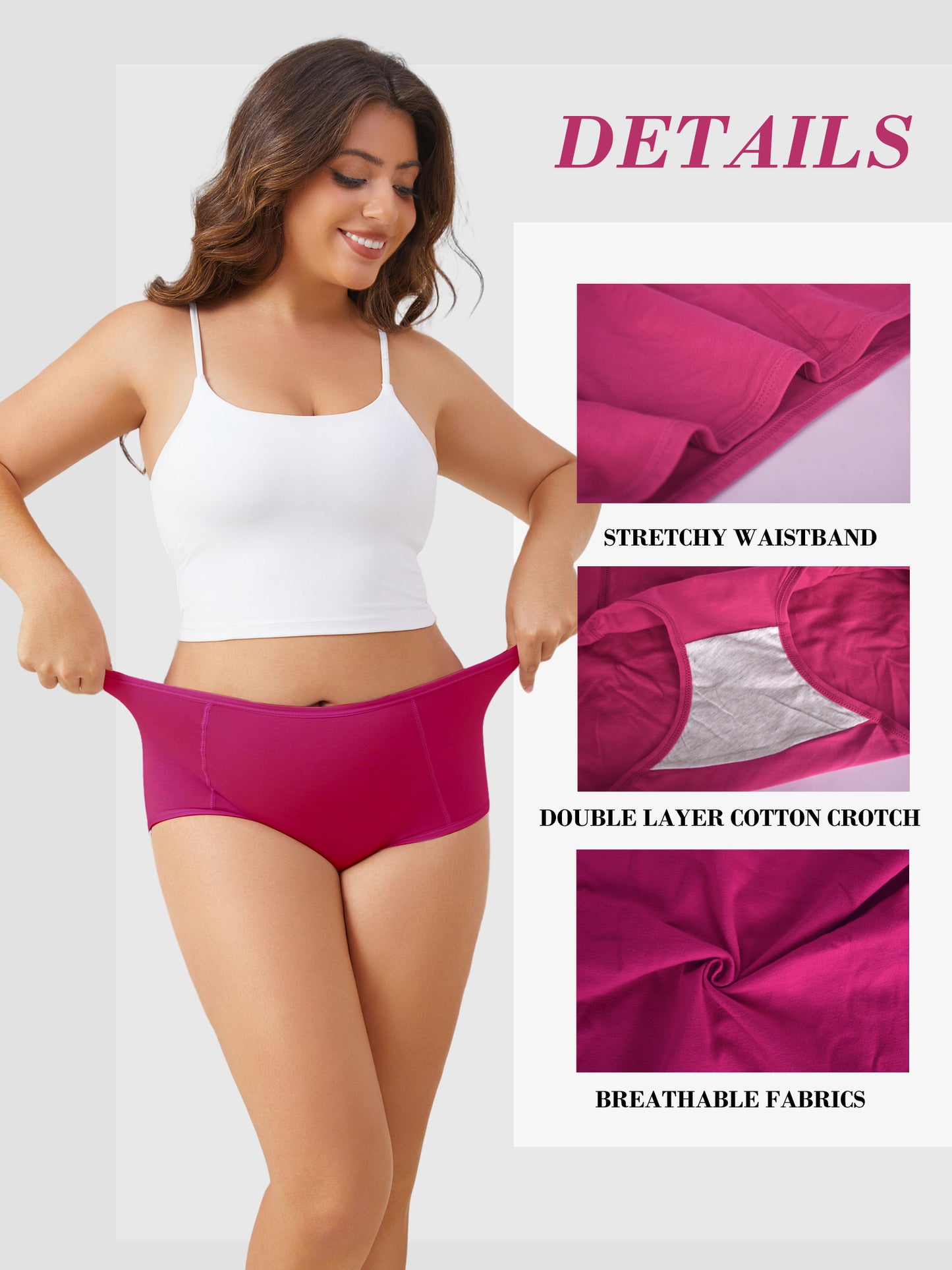 GaaiKei Womens High Waisted Underwear Cotton Full Coverage Ladies Panties Stretch Underpants 5 Pack