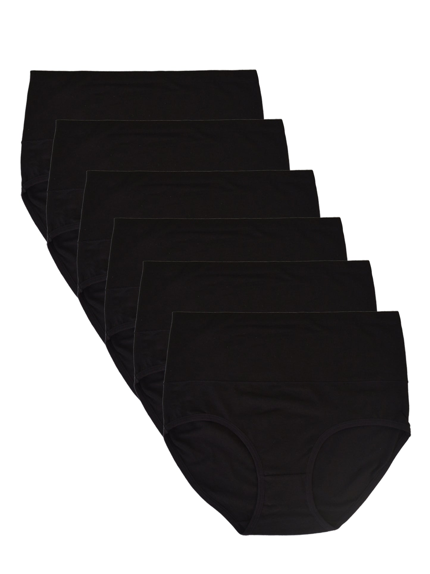 Buankoxy 6 Pack Women's High Waist Tummy Control Cotton Underwear Solid Color Brief Panties