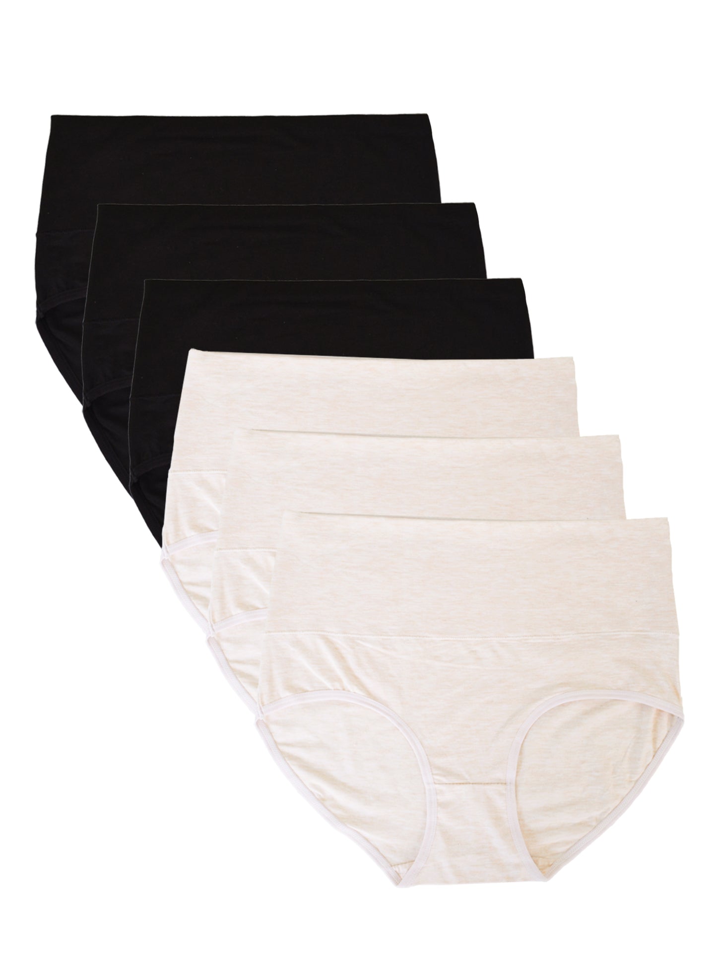 Buankoxy 6 Pack Women's High Waist Tummy Control Cotton Underwear Solid Color Brief Panties