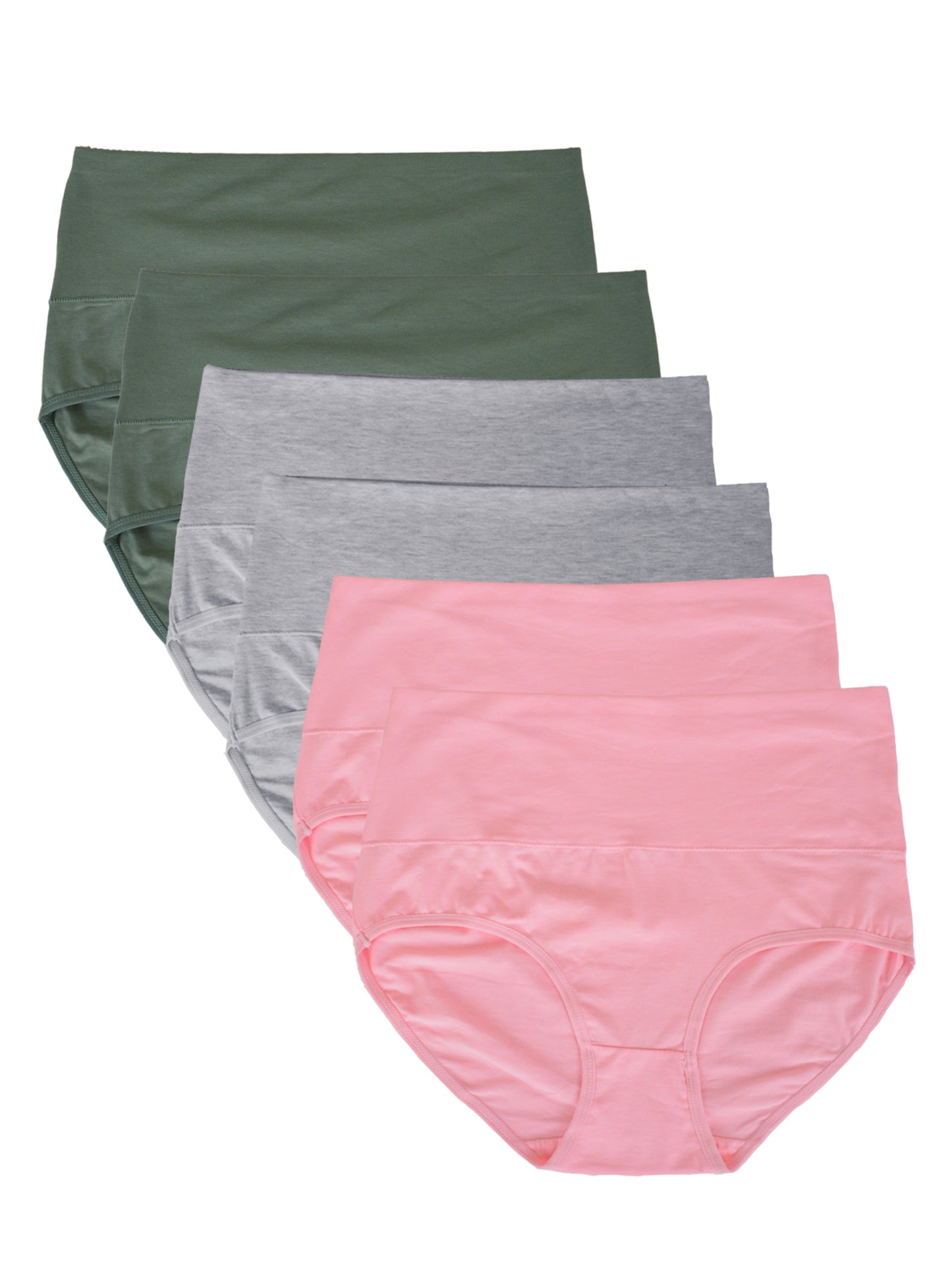 Buankoxy 6 Pack Women's High Waist Tummy Control Cotton Underwear Solid Color Brief Panties
