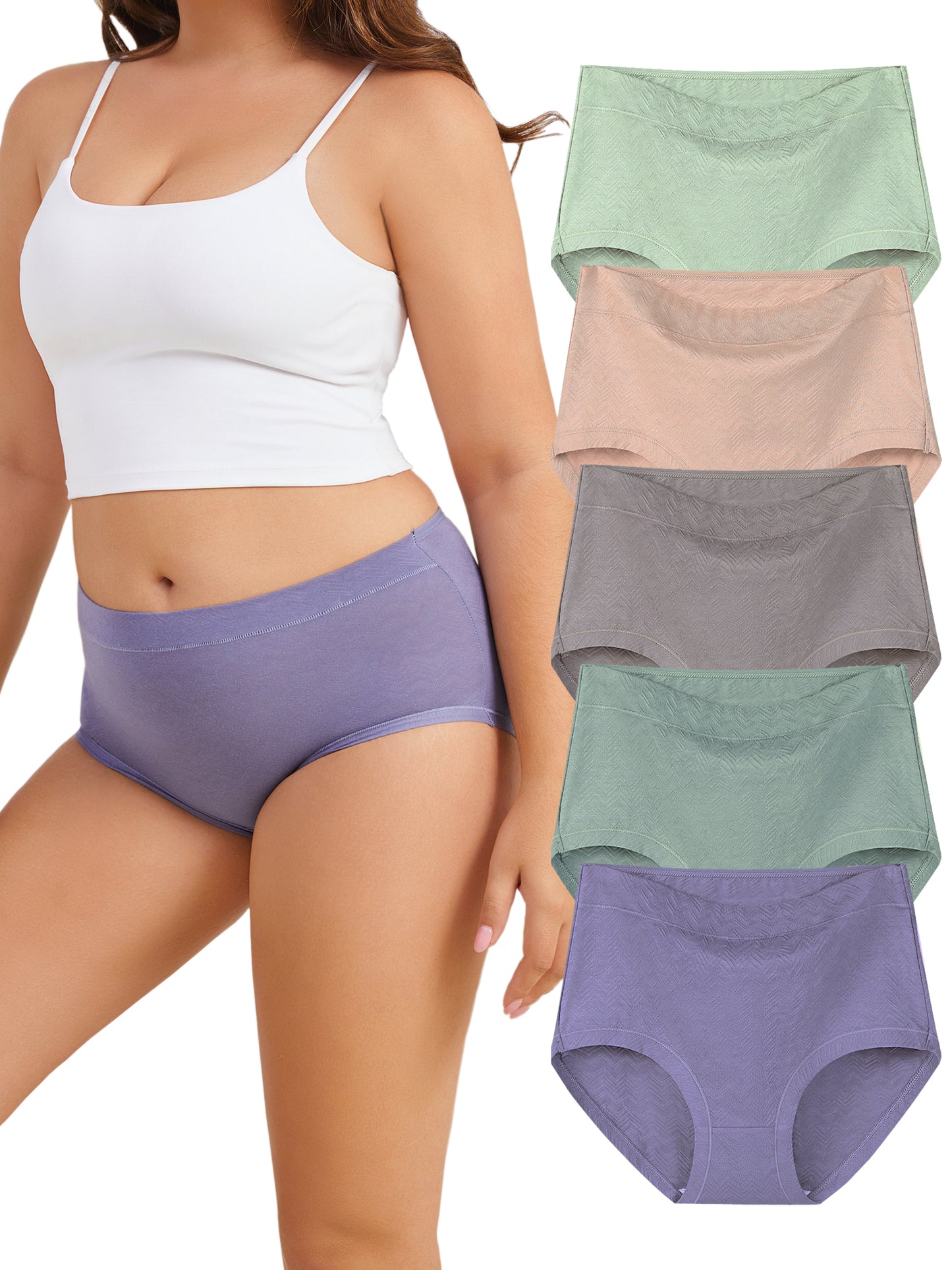 Buankoxy 5 Pack Women Cotton High Waist Panties Stretch Hipster Brief Underwear for Women, Size 10