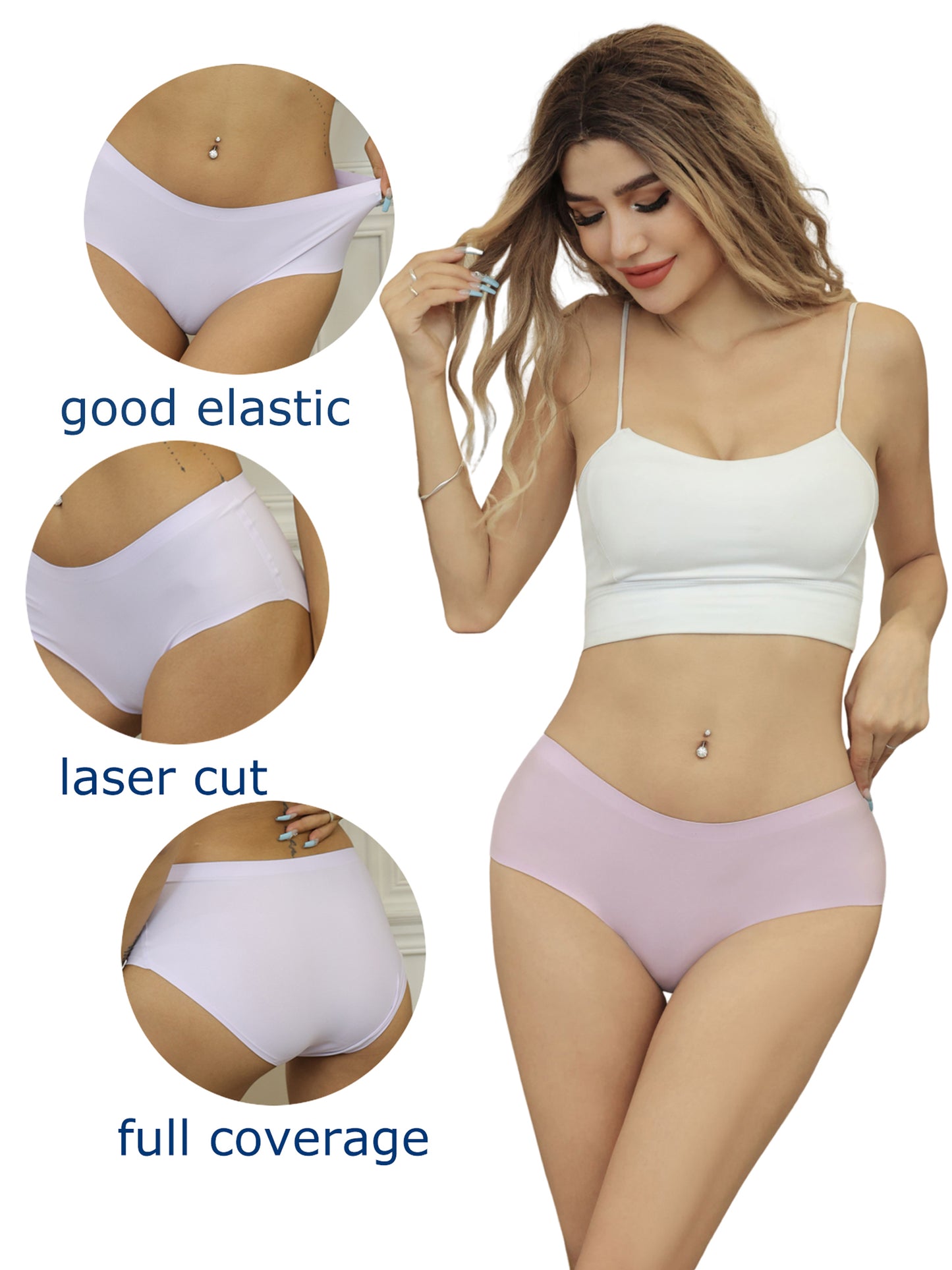 GaaiKei Women's Seamless Bikini Underwear No Show Briefs Panties 6 Pack