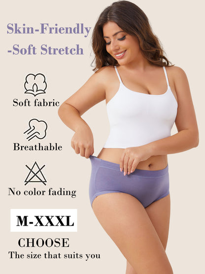 Buankoxy 5 Pack Women Cotton High Waist Panties Stretch Hipster Brief Underwear for Women, Size 10