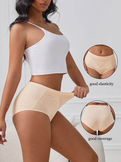 GaaiKei Cotton Underwear for Women High Waisted Panties Strech Full Coverage Briefs 5 Pack
