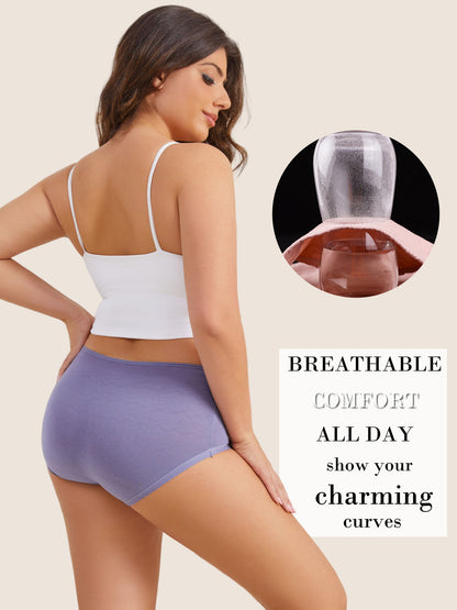 Buankoxy 5 Pack Women Cotton High Waist Panties Stretch Hipster Brief Underwear for Women, Size 10