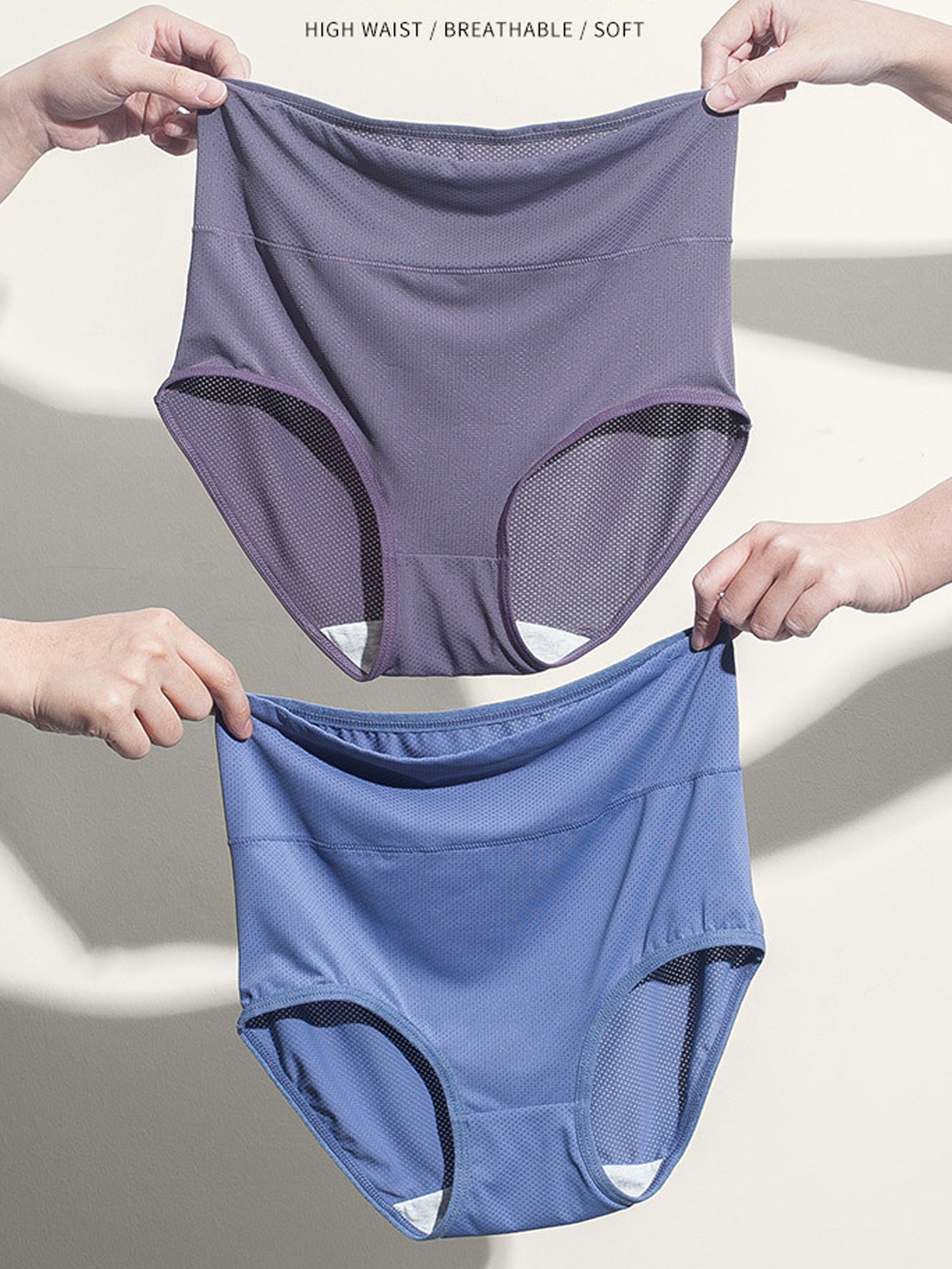 GaaiKei Women's High Waisted Underwear Breathable Mesh Briefs Panties Pack of 6