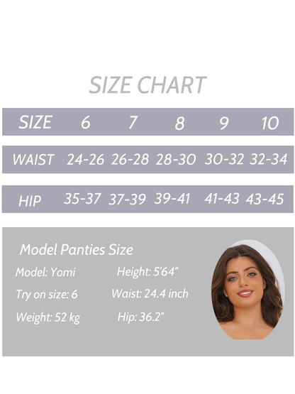 Buankoxy 5 Pack Women Cotton High Waist Panties Stretch Hipster Brief Underwear for Women, Size 10