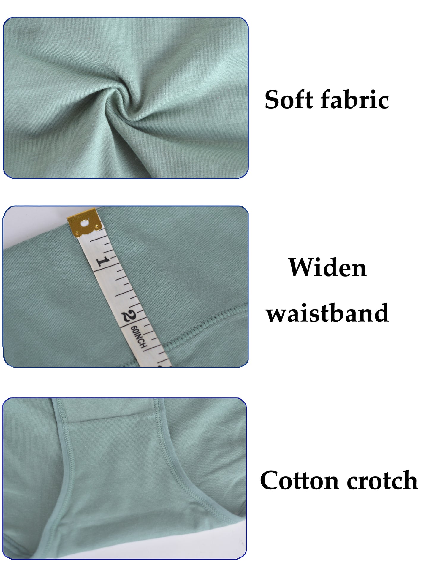 Buankoxy Womens Underwear Cotton Hipster Panties Mid Rise Briefs Wide Waistband 6 Pack,