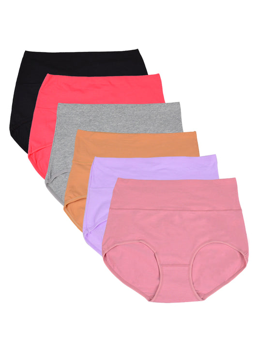Buankoxy Womens Cotton Underwear High Waist Full Coverage Briefs Soft Breathable Postpartum Panties Stretch Underpants 6 Pack