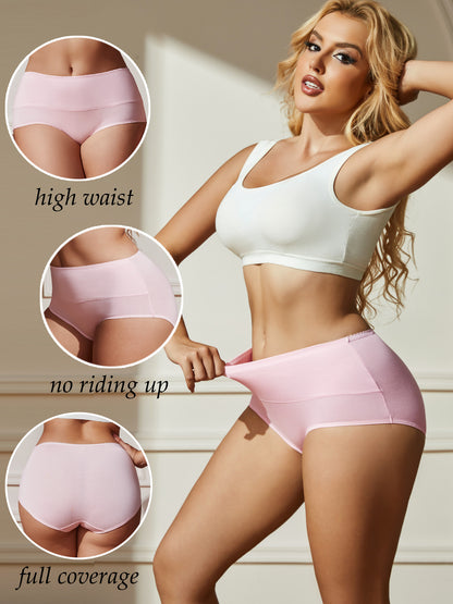 GaaiKei 6 Pack Women's High Waist Cotton Underwear Soft Brief Panties Regular and Plus Size