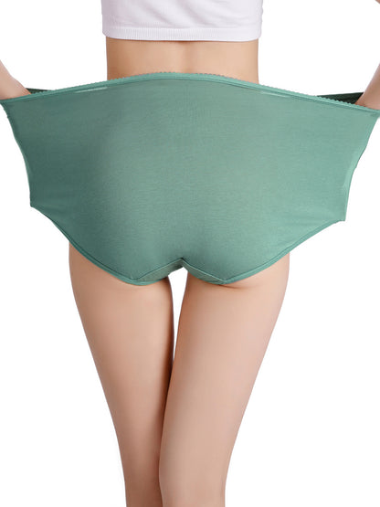 Buankoxy 6 Pack Women's High Waist Tummy Control Cotton Underwear Solid Color Brief Panties