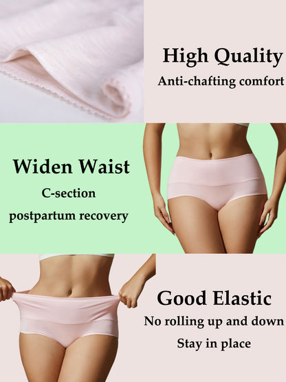 GaaiKei 6 Pack Women's High Waist Cotton Underwear Soft Brief Panties Regular and Plus Size
