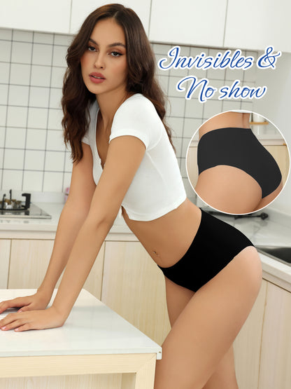 GaaiKei Women's Seamless Bikini Panties Mid Rise No Show Underwear with Cotton Crotch 6 Pack