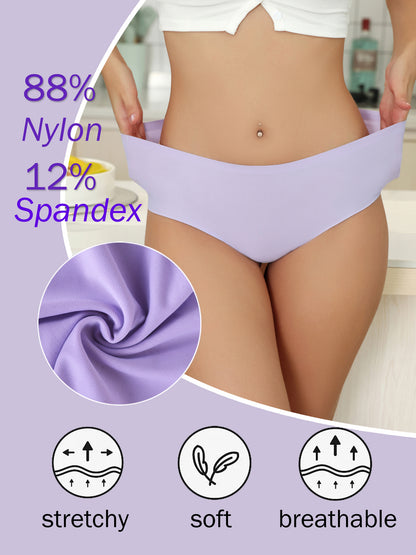 GaaiKei Women's Seamless Bikini Panties Mid Rise No Show Underwear with Cotton Crotch 6 Pack